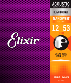 Elixir Nanoweb Bronze 80/20 Corde per Chitarra (Light, 12-53)