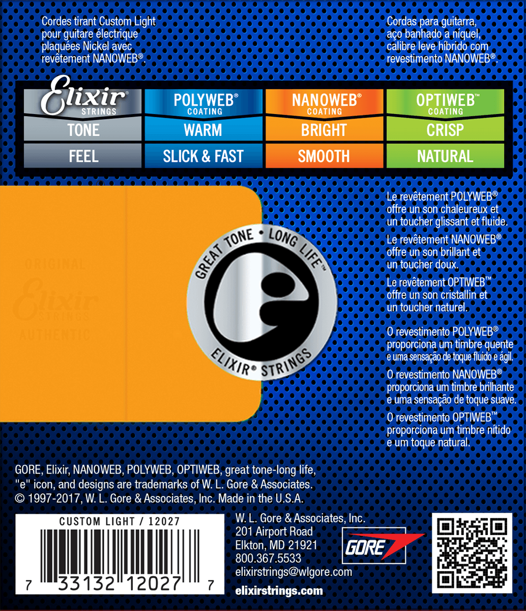 Elixir Nanoweb Guitar Strings (Custom Light 09-46)