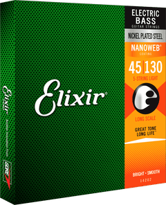 Elixir Nanoweb Nickel Corde per Basso (Light, 5c, 45-130)