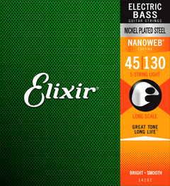 Elixir Nanoweb Nickel Corde per Basso (Light, 5c, 45-130)