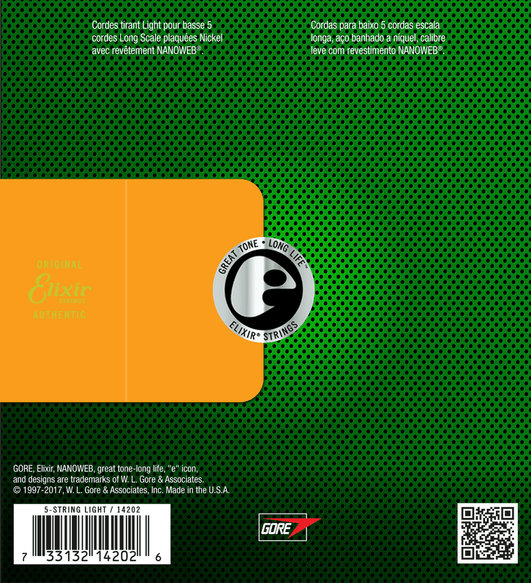 Elixir Nanoweb Nickel Corde per Basso (Light, 5c, 45-130)