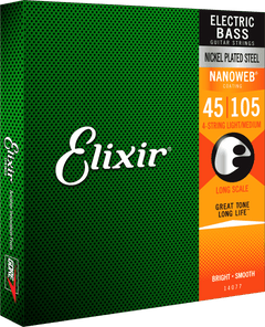 Elixir Nanoweb Nickel Corde per Basso (Medium, 45-105)