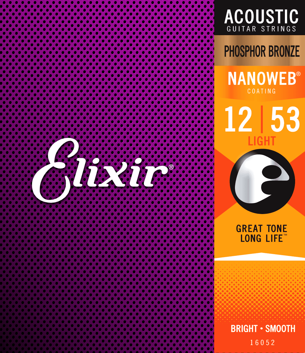 Elixir Nanoweb Phosphor Bronze Corde per Chitarra (Light, 12-53)
