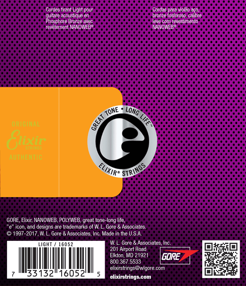 Elixir Nanoweb Phosphor Bronze Corde per Chitarra (Light, 12-53)