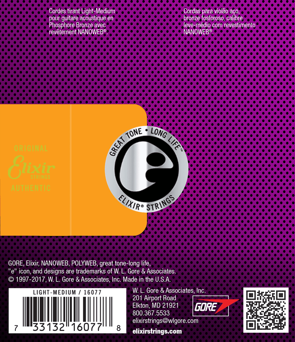 Elixir Nanoweb Phosphor Bronze Corde per Chitarra (Medium Light, 12-56)