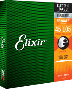 Elixir Nanoweb Stainless Steel Corde per Basso (Medium, 4c, 45-105)