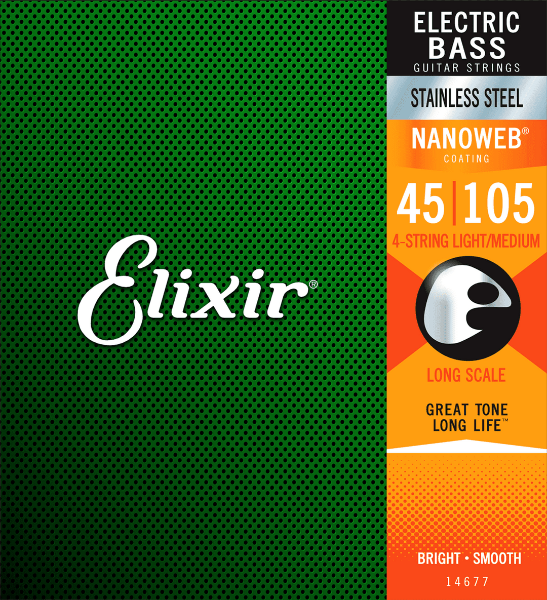 Elixir Nanoweb Stainless Steel Corde per Basso (Medium, 4c, 45-105)