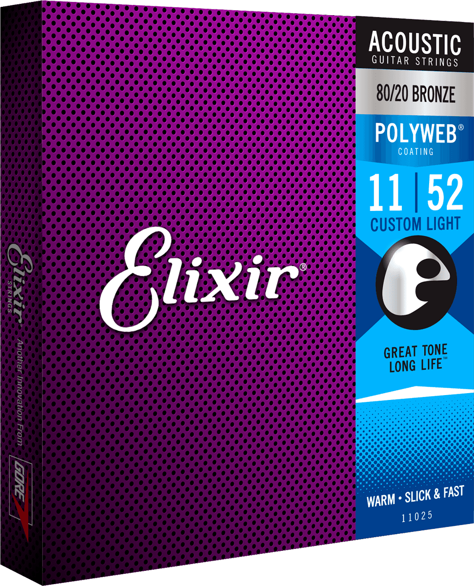 Elixir Polyweb Bronze 80/20 Corde per Chitarra (Custom Light, 11-52)