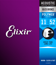 Elixir Polyweb Bronze 80/20 Corde per Chitarra (Custom Light, 11-52)