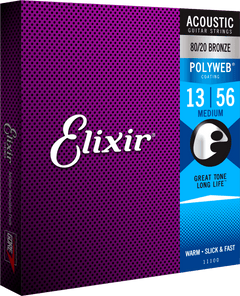 Elixir Polyweb Bronze 80/20 Corde per Chitarra (Medium, 13-56)