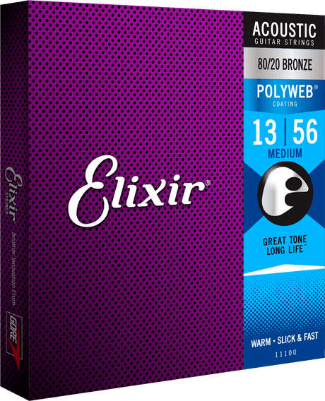 Elixir Polyweb Bronze 80/20 Corde per Chitarra (Medium, 13-56)