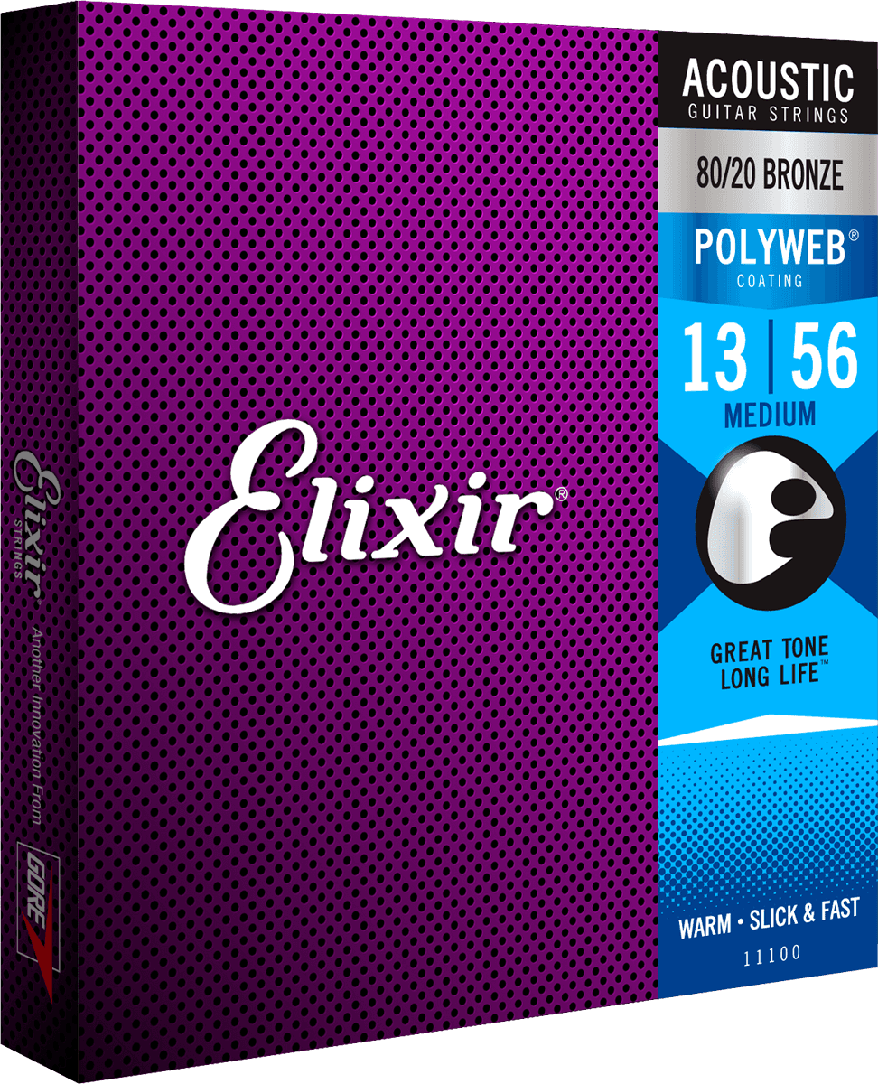 Elixir Polyweb Bronze 80/20 Corde per Chitarra (Medium, 13-56)