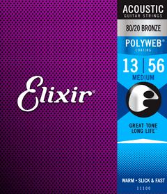 Elixir Polyweb Bronze 80/20 Corde per Chitarra (Medium, 13-56)
