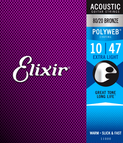 Elixir Polyweb Bronze 80/20 Corde per Chitarra (Extra Light, 10-47)