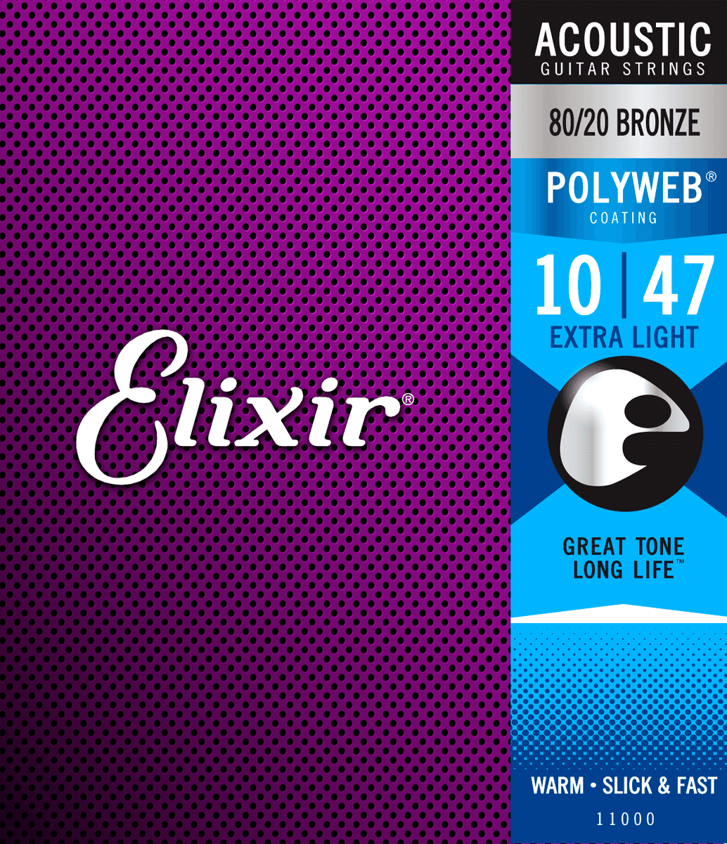 Elixir Polyweb Bronze 80/20 Corde per Chitarra (Extra Light, 10-47)