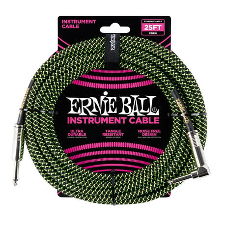 Ernie Ball 6066 Cavo per Chitarre (Nero, Verde, 7,5m)