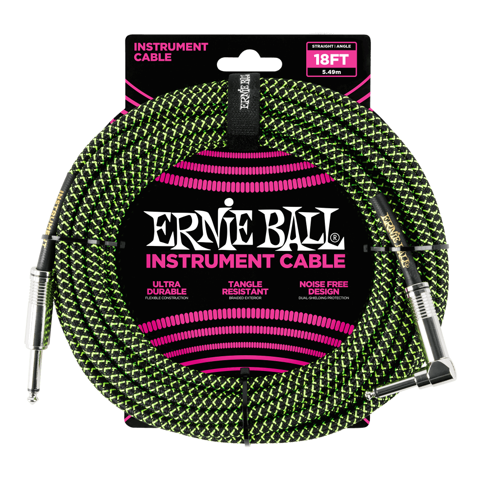 Ernie Ball 6082 Cavo per Chitarre (Nero, Verde, 5,4m)