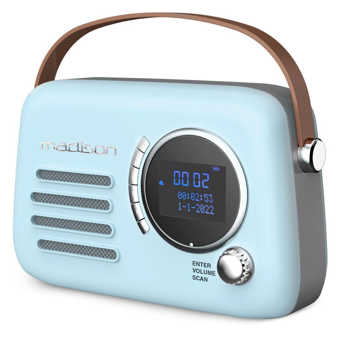 Madison Retro Radio con Bluetooth, FM e DAB (Azzurro Chiaro)