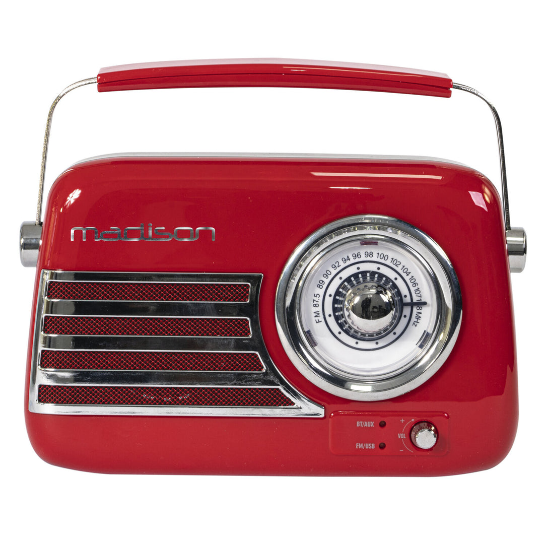 Madison Retro Radio con Bluetooth e FM (Rosso)