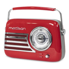 Madison Retro Radio con Bluetooth e FM (Rosso)
