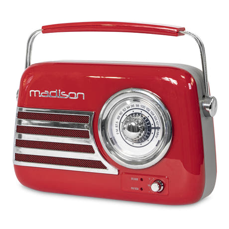 Madison Retro Radio con Bluetooth e FM (Rosso)