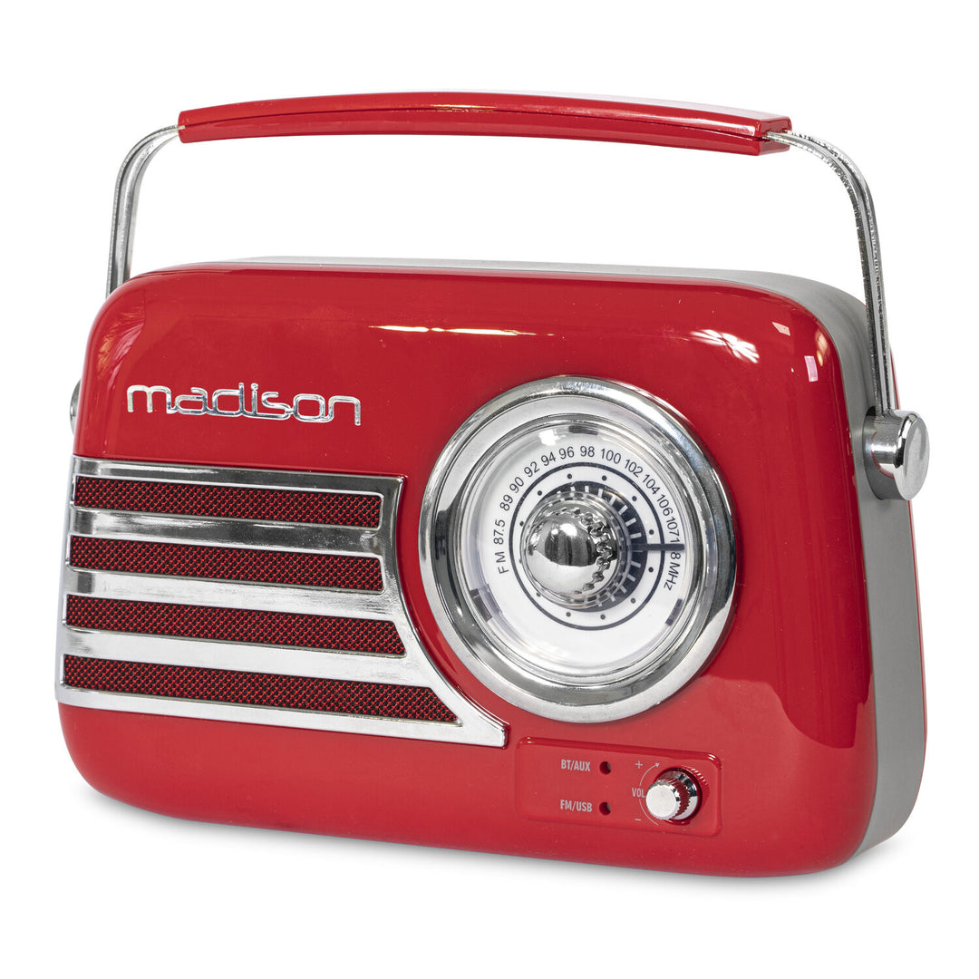 Madison Retro Radio con Bluetooth e FM (Rosso)