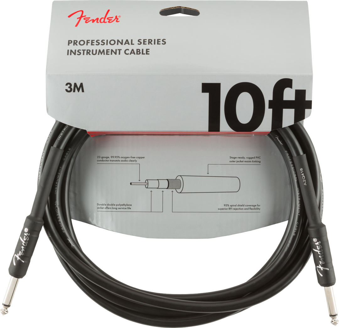 Fender Professional Cavo per Chitarre (Nero, 3m)
