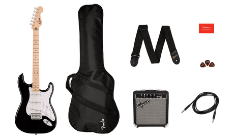 Fender Squier Sonic Stratocaster Chitarra elettrica Pacchetto Iniziale (Nero)