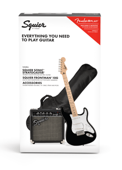 Fender Squier Sonic Stratocaster Chitarra elettrica Pacchetto Iniziale (Nero)