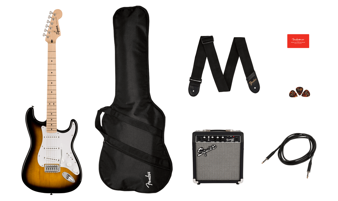 Fender Squier Sonic Stratocaster Chitarra elettrica Pacchetto Iniziale (Sunburst)