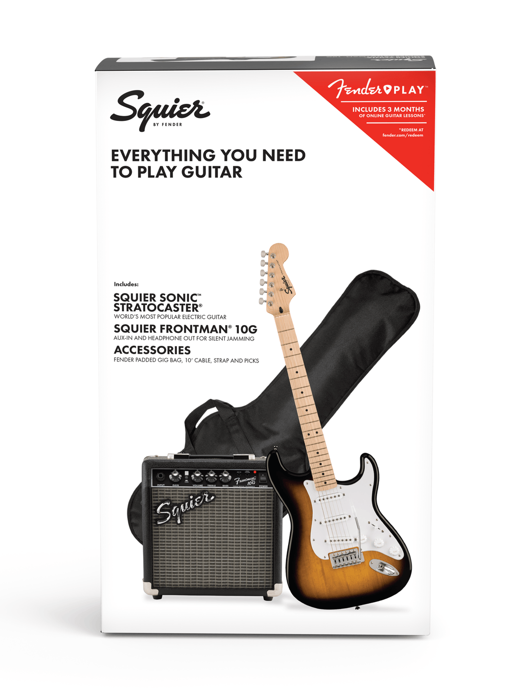 Fender Squier Sonic Stratocaster Chitarra elettrica Pacchetto Iniziale (Sunburst)