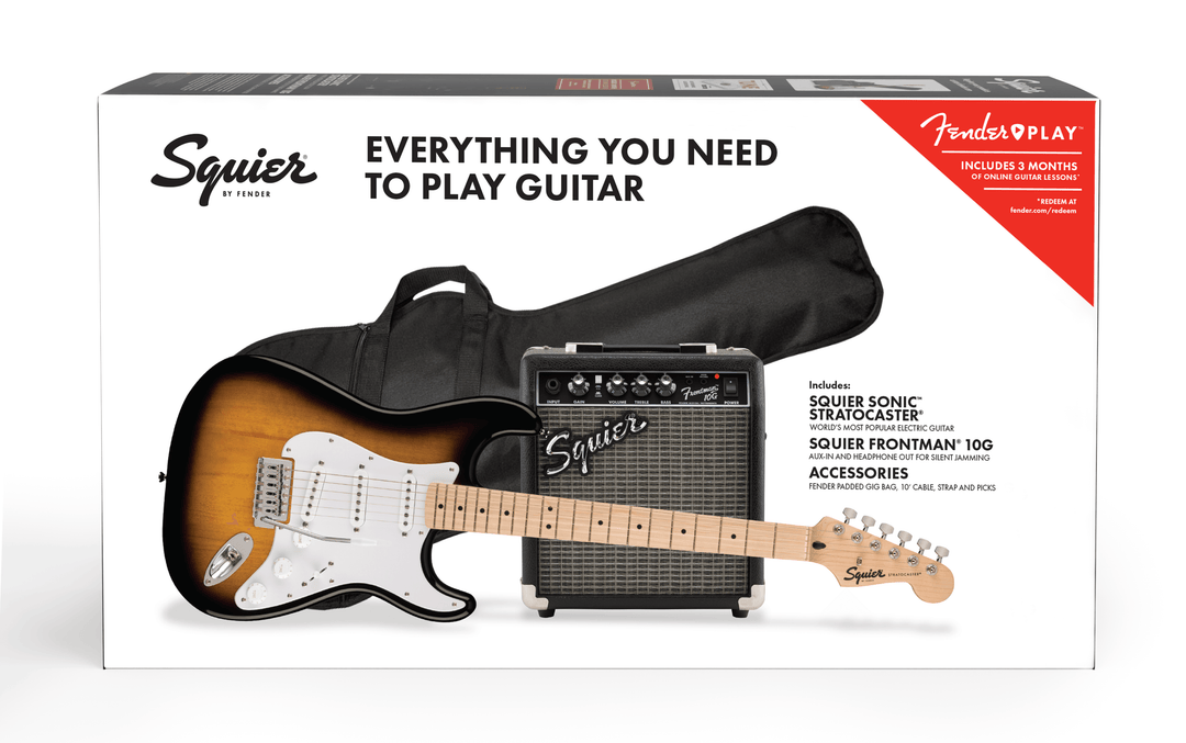 Fender Squier Sonic Stratocaster Chitarra elettrica Pacchetto Iniziale (Sunburst)