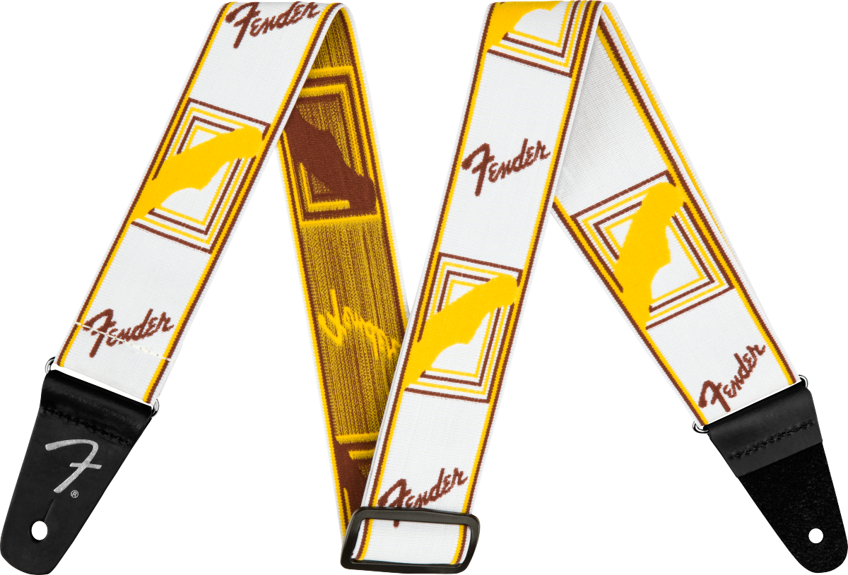Fender Weighless Guitar Strap (White/Yellow/Brown, 2")
