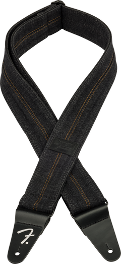 Fender x Wrangler Denim Tracolla per Chitarra (Washed Black Stitch, 2")