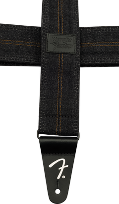 Fender x Wrangler Denim Tracolla per Chitarra (Washed Black Stitch, 2")