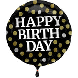 Palloncino di Folia 'Happy Birthday' (Nero Lucido, 45cm)