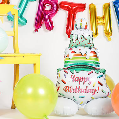Foil balloon 'Happy Birthday! Cake (72 cm)