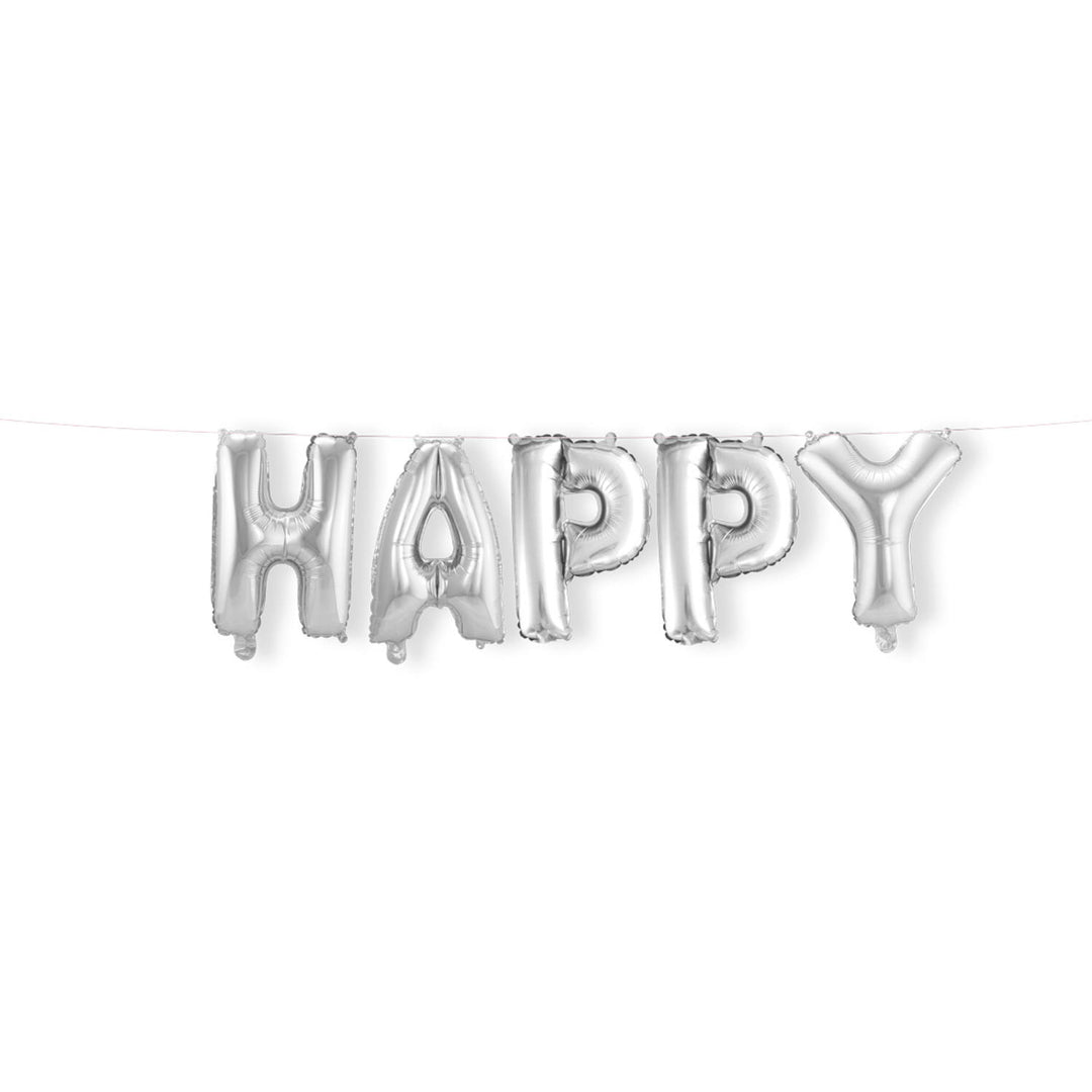 Palloncino di Folia 'Happy' (Argento, 36cm)