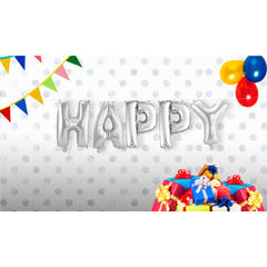 Palloncino di Folia 'Happy' (Argento, 36cm)