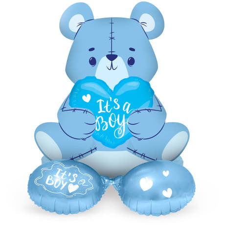 Palloncino di Folia con Base Orso 'It's a Boy' (Blu, 61cm)