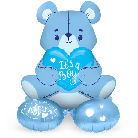Palloncino di Folia con Base Orso 'It's a Boy' (Blu, 61cm)