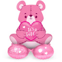 Palloncino di Folia con Base Orso 'It's a Girl' (Rosa, 61cm)