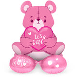 Palloncino di Folia con Base Orso 'It's a Girl' (Rosa, 61cm)