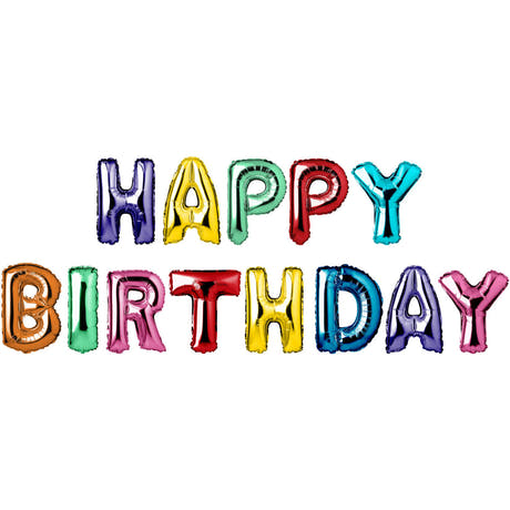 Palloncini di Folia 'Happy Birthday' Multicolore 13 pz. (Rosso, 36cm)