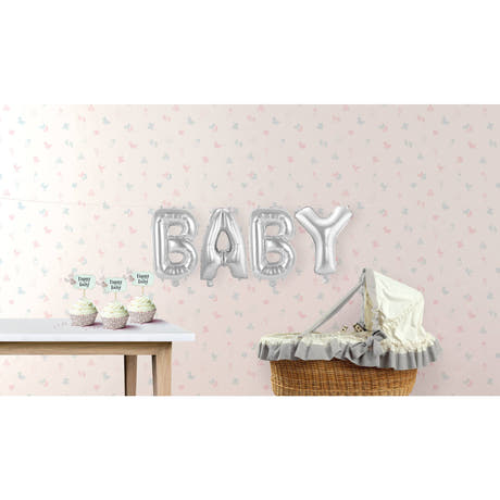 Palloncini di Folia Lettere "BABY" (Argento)