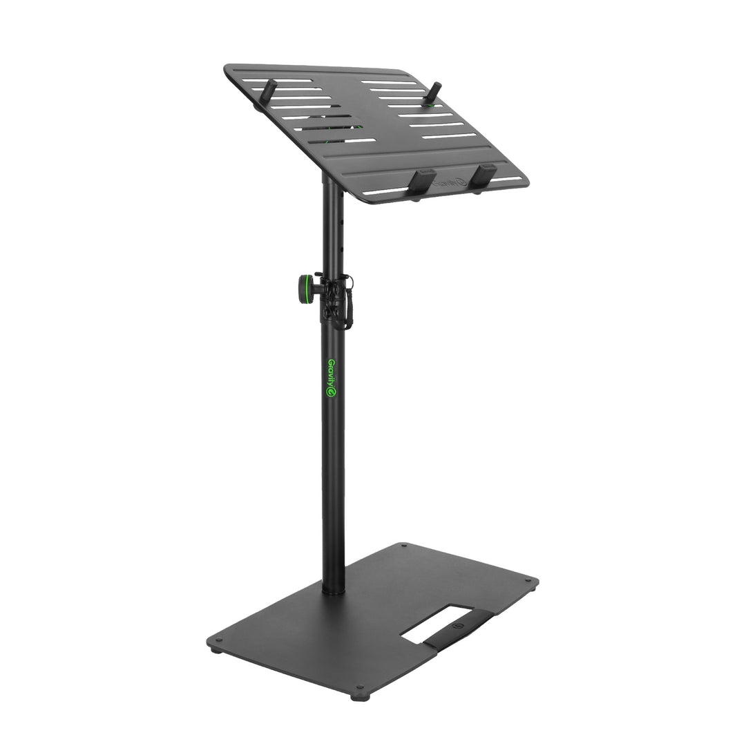 Gravity LTS T 02 B - Supporto universale per laptop con perni di sostegno regolabili e base in acciaio, nero