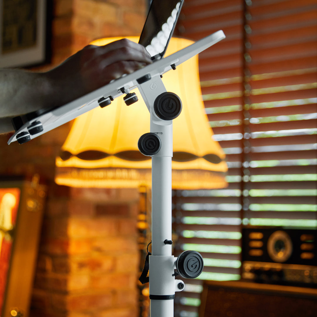 Gravity LTS T 02 W - supporto universale per laptop con perni di sostegno regolabili e base in acciaio