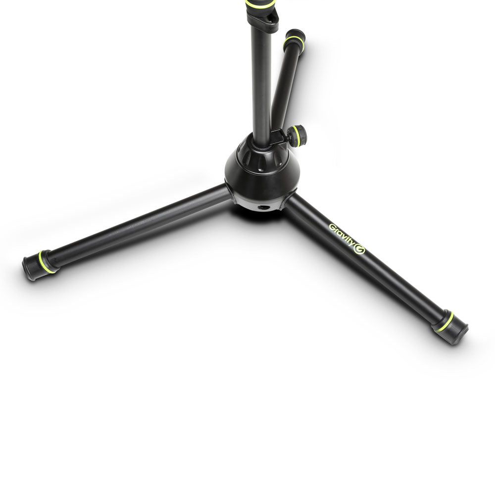 Gravity MS 4221 B - Kort mikrofonstativ med foldbar trefodsfod og 2-punkts justerbar boomarm