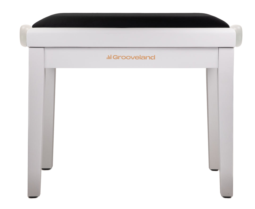Grooveland KB200 Panchina per Pianoforte (Matte White, Sedile Nero)