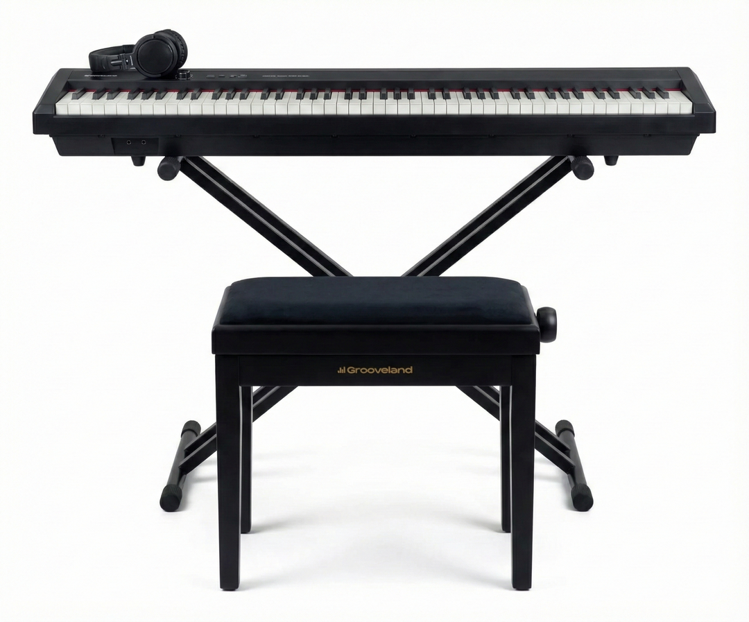 Grooveland P450 Pianoforte digitale (Nero) – Pacchetto completo